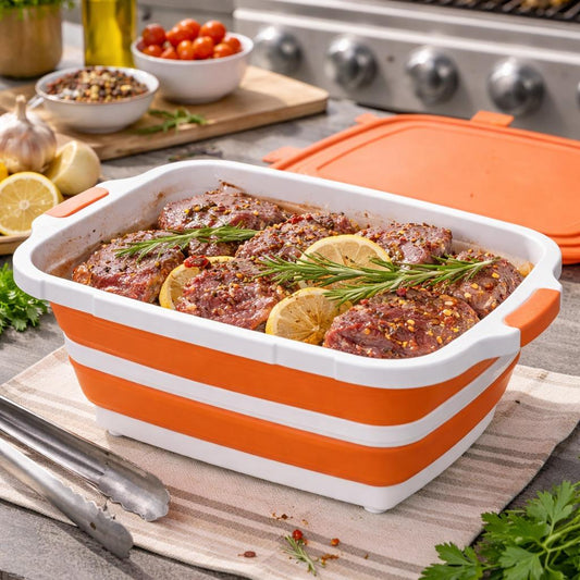 8L Collapsible BBQ Prep Tub with Locking Lid