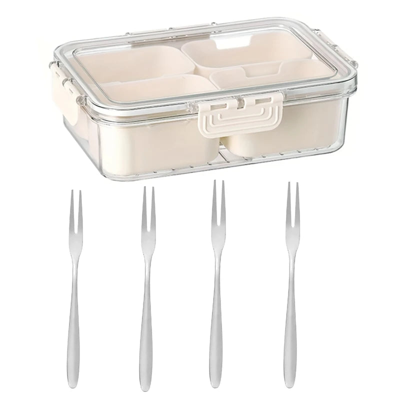 Firparadise Snackle Box Container with Lid and Handle Portable Snack Box 8 Compartment Divided Serving Tray Clear Storage Organizer