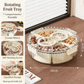 Divided Rotating Serving Tray with Lid and Handle, Portable Snackle Box for Fruits Snacks Veggie Charcuterie, Clear Snack Spinne