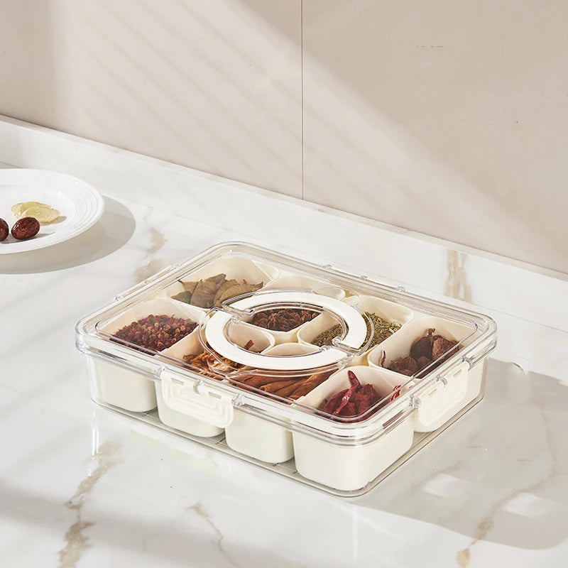 Firparadise Snackle Box Container with Lid and Handle Portable Snack Box 8 Compartment Divided Serving Tray Clear Storage Organizer