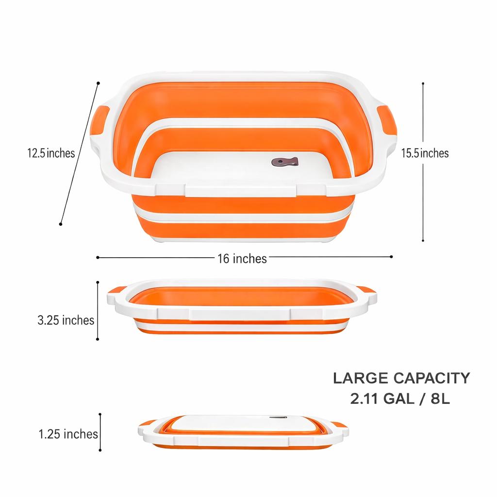 8L Collapsible BBQ Prep Tub with Locking Lid